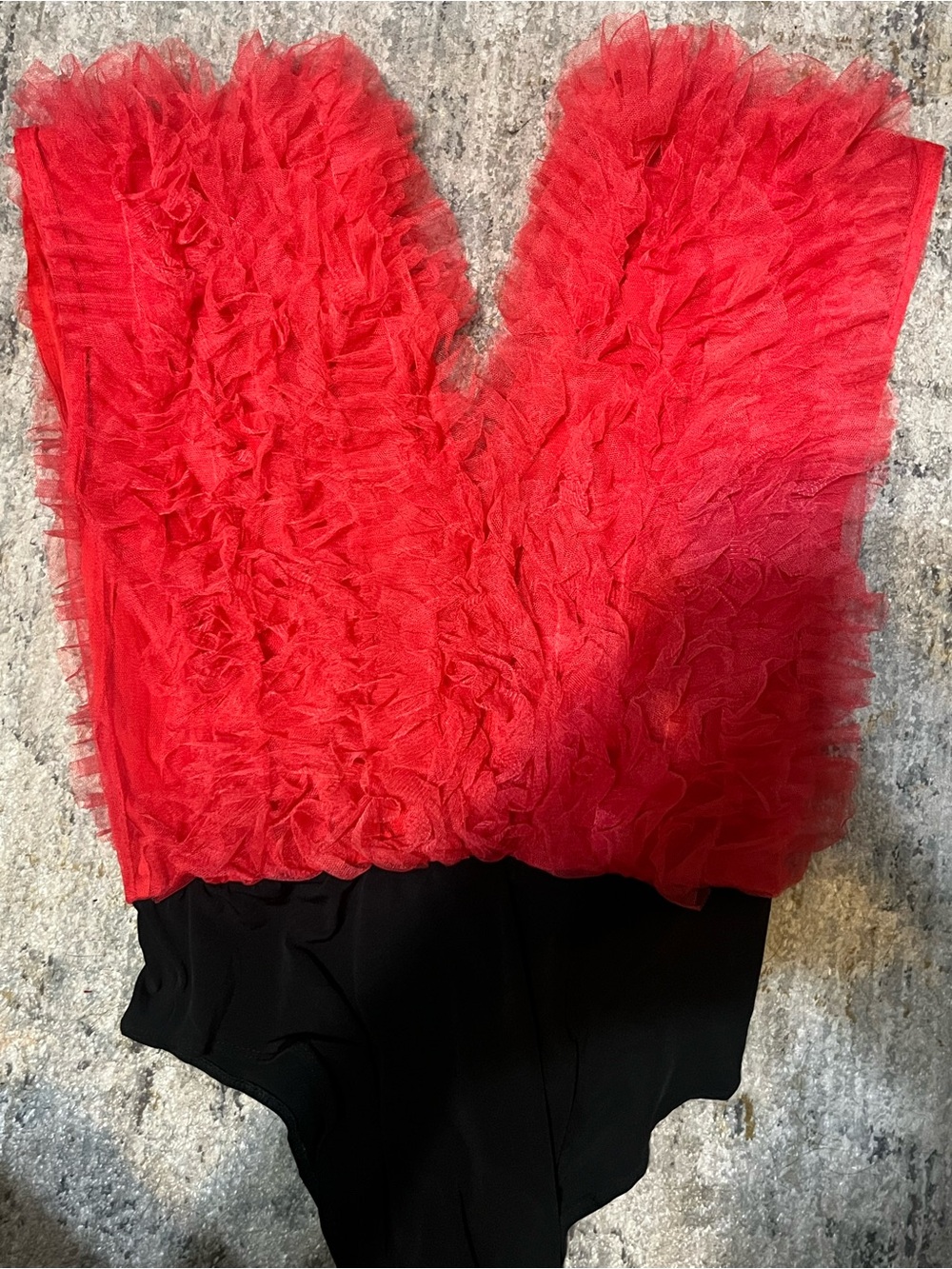Women’s Red/Black Ruffle One-Piece Bodysuit- Brand
